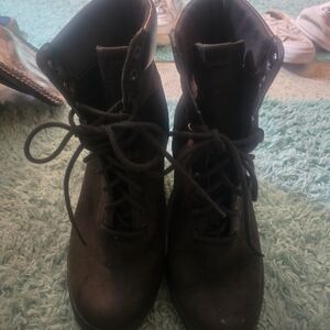 Timberland Women's Black Lace-Up Heeled Boots